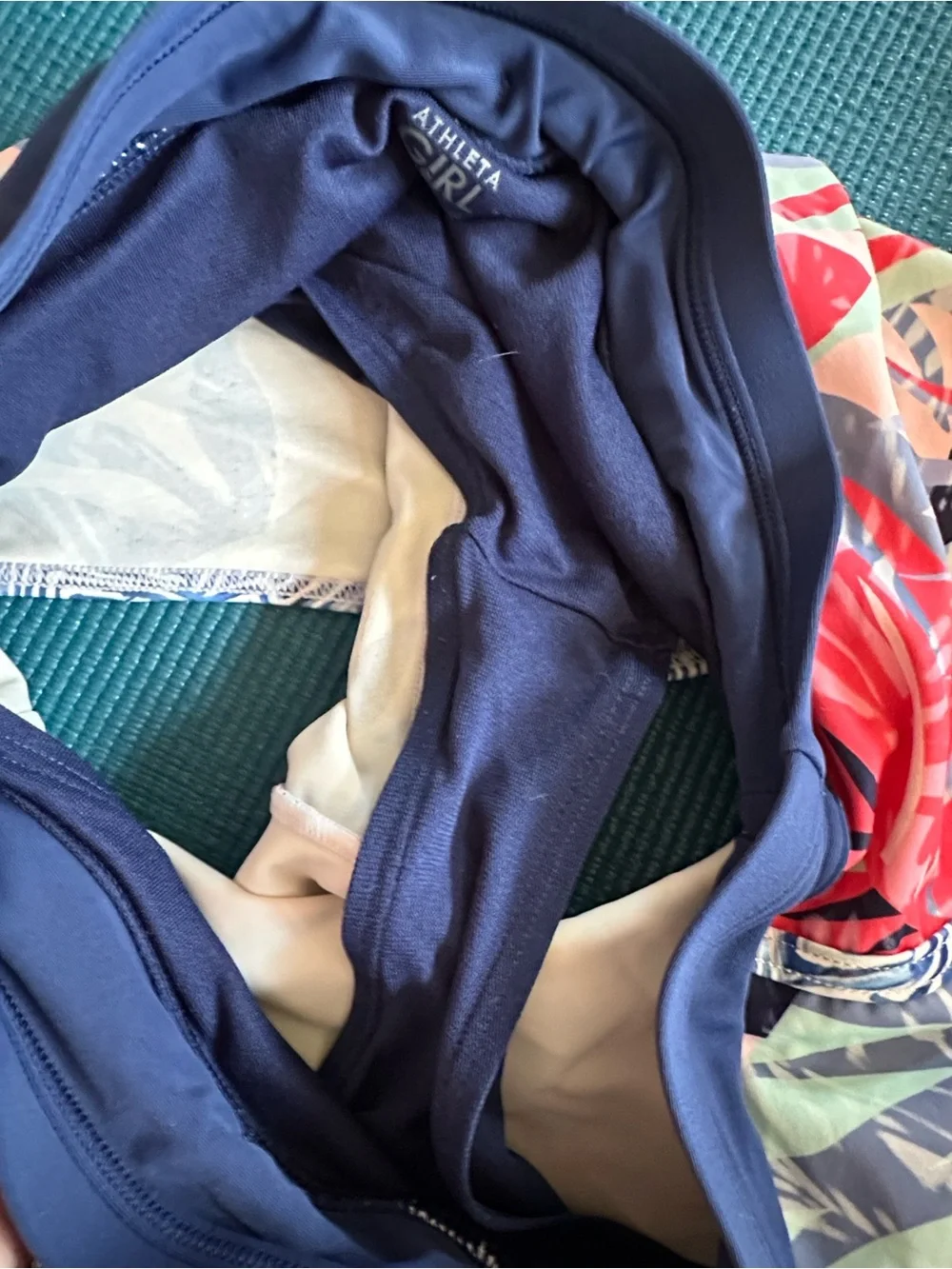 Athleta Girl Swim Blue Coral Pink Tropical Pattern Shorts XL 14